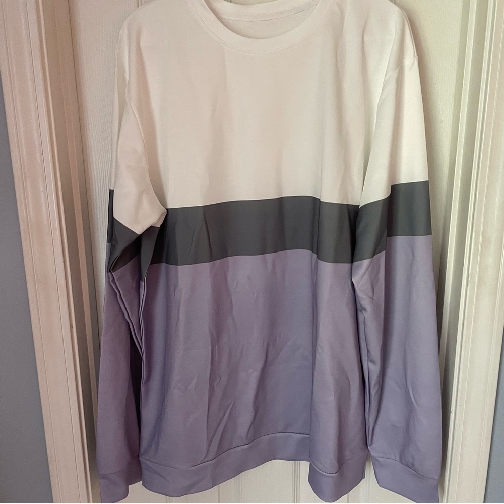 NWOT Colorblock Long Sleeve Crewneck Pullover sz XXL